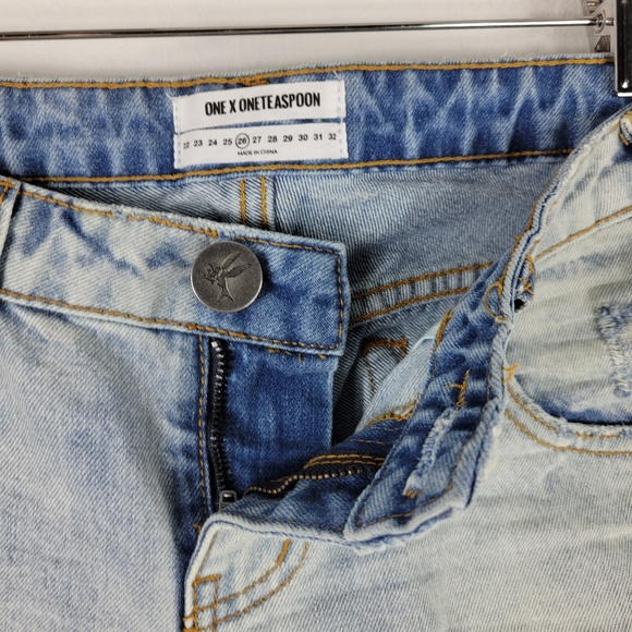 NEW One Teaspoon Freebirds Rigid Low Rise Distressed Ankle Zip Skinny Jeans - Picture 6 of 13